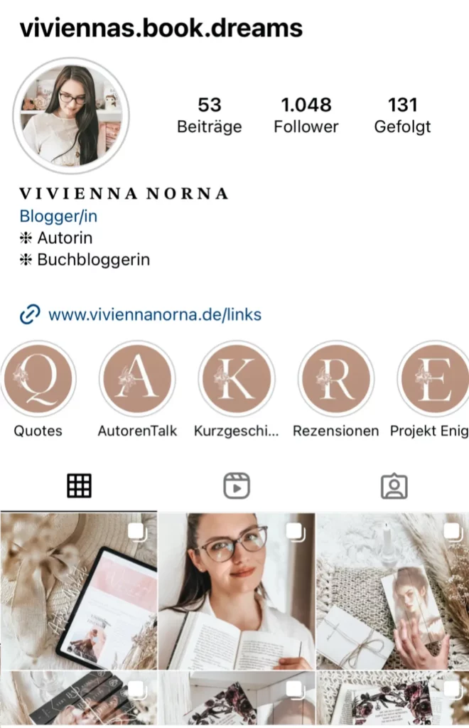Ansicht des Instagram Accounts von Vivienne Norna.